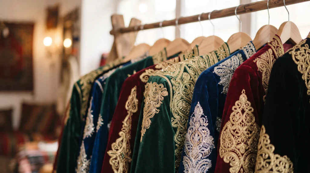plusieurs Vestes de karakou traditionnel brodee au fil d or sur velours de mariee
